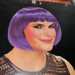 Halloween Costume Wig Neon Purple Short Bob Straight Hair Adult Cosplay Photo 1