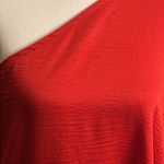 Uniqlo  Red Satin Oversize One Shoulder Asymmetrical Dress Photo 5