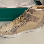 Lauren Lorraine  Gold Rhinestone Sneakers Size 5 Photo 0