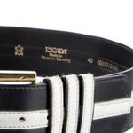 Vintage Escada Leather Black & White Striped Belt Gold Buckle 80s GE40 US8 Photo 2