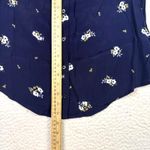Elodie  Blouse Womens Large Navy Blue Floral Button Short Puff Sleeve Cottage Photo 5
