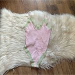 Urban Outfitters UO Out From Under Lace Trim Bodysuit In Pale Pink/Green Photo 4