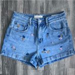 PacSun Jean Shorts SZ 26 Light Blue Flower Embroidered Denim Shorts Photo 2