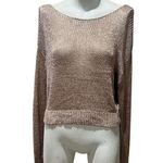 Forever 21 Women's Gold Metallic Cropped Pullover Sweater Size L Standard Photo 2