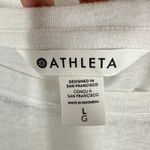 Athleta  White Linen Blend Boxy Cropped T Shirt Top Womens Size Large Breezy Soft Photo 4