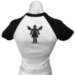Los Angeles Apparel Black White Am An Angel Crop Baby Tee T Shirt Top Size S Photo 3