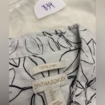 Cynthia Rowley  Shirt Womens Size Large White Leaf 100% Linen Blouse Button Front Photo 5