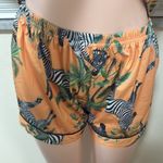Orange Zebra Print Pajama Set woman size Large button up pocket elastic shorts Photo 3