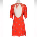 Free People  Vibrant Red Orange Floral Midi Dress Photo 1