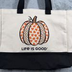 Life is Good  Fall Pumpkin Canvas Tote Bag Large Farmers Market Shopping Autumn Photo 2