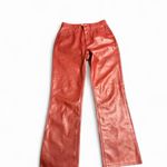 Pistola  Red High Crop Bootcut Faux leather Jeans Size 24 Photo 2
