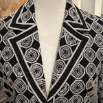 T Tahari Tahari Calypso Coat Black White Geometric Embroidered Jacket Size Small Photo 1