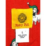 Ruby Rose Red Christmas Santa Pug Dog Button Down Blouse Shirt Top Women L Rayon Size L Photo 3