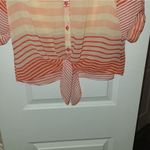 BCX πππBOGOHO πππβTie Front Sheer Button Down Blouse Photo 8