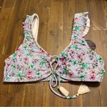 No Boundaries  Floral Bikini Top Crop Tassel Ruffle Medium 7-9 Photo 0