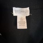 Chico's Zenergy Full Zipper Black Sweater with White Design and Rhinestones Size 2 Photo 2
