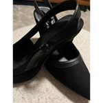 Elegant Black Suede Slingback High Heel Shoes Women's Pointed Toe Pumps Size 9.5 Photo 2