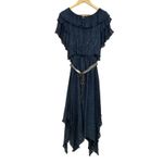 Anthropologie Verb Pallavi Singhee off shoulder blue metallic maxi dress S Photo 2