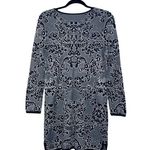 Soma  Gray & Black Metallic Jacquard Long Sleeve Knit Dress Photo 6