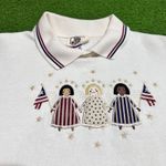 Jerzees Vintage Sweatshirt Women M Collared USA sweater July 4th Patriotic NWOT Photo 1