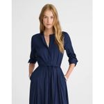 Madewell  Tie Waist Midi Shirtdress Classic Minimalist Midnight Navy US 8 NWT Photo 1