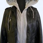 Jou Jou Leather jacket with removable grey interior Size Small Black Photo 1