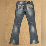 Miss Me  Buckle Boot Cut Denim Washed Jeans Embellished Crystal Pockets Photo 3
