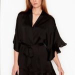 Victoria's Secret Victoria’s Secret logo satin like new black ruffle sleeve robe glam bridal Photo 0