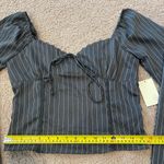 Pie In The Sky  Gray Pinstripe Long Sleeve Crop Top Photo 4