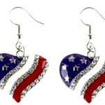 New Patriotic Heart Earrings Rhinestones Dangle Patriotic July 4 Veteran… Red Photo 0