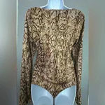 Sofia Jeans by Sofia Vergara Women's Long Sleeve Printed Bodysuit (449) Brown Size L Photo 3