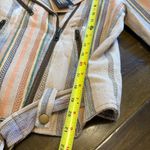 Frye  Carly Stripe Print Burlap Ikat Jacket Moto Boho Brass Ring Edgy Cool Biker Photo 5
