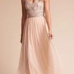 BHLDN Anthropologie Sterling Beaded Tulle Maxi Dress Oyster Bridesmaid Womens 0 Pink Photo 0