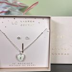 LC Lauren Conrad Lauren Conrad Mother of Pearl “I” Necklace with Diamond Studs Photo 2