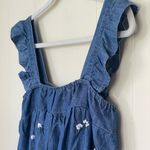 Harper Heritage  NWOT Chambray Blue Ruffle Floral Embroidery Tank Top ~ Size L Photo 2