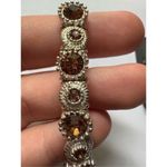Vintage Womens Amber & Silver Heavy Floral Stretchy Slip On Bracelet Photo 4