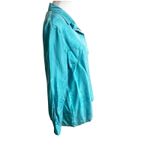 Partners Women’s Vintage 100% Silk Shirt Teal Long Sleeve Shoulder Pads Small Blue Photo 6