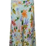 Jaclyn Smith  Y2K Aqua Tropical Floral Chiffon Midi Skirt Size 16 Photo 0