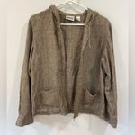 Vintage Chico's Women's Linen Blend Houndstooth Zip Up Hoodie, Pockets, Size 0 Black Photo 5