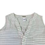 Magaschoni White Taupe Stripe Sleeveless Shirt Top Blouse 100% Linen Size Small Photo 1
