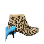Alex Marie  Leopard Animal Print Sock Booties Shoes Women 7M Pull On Tan Brown Photo 4