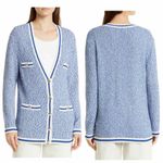 Hugo Boss Folonia Boucle Stripe Cardigan Surf Melange Size Medium Photo 7