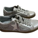 Shu Shop Paula Sneakers Women's Size 6.5 Ice Silver Rhinestone Bling Lace Up Photo 0