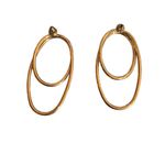 Silver Double Oval Drop Earrings Paperclip Pierced 2" Drop 10.49g Lightweight Photo 3