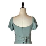 Angel Biba Dress Women Medium Green Knit Sweetheart Neck Tie Waist Sheath Midi Photo 5