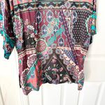 Tolani Dark Paisley Boho Modal Open Mid Length Kimono Jacket Cover Up OS Blue Size undefined Photo 1