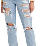 Levi's High Waisted Mom Jeans Deconstructed Indigo Tapered Distressed Size 30 Photo 0