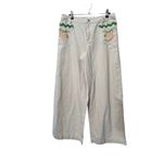Urban Outfitters NEW UO Strawberry Print Embroidered Cream Joey Wide Leg Oversized Pant Sz 2 Photo 4