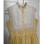 American Vintage Vintage OOAK yellow & white striped dress double layer white lace square collar Photo 13