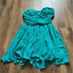 Lulus LULU’S Exclusive Sash Flow Strapless Teal Dress Photo 2